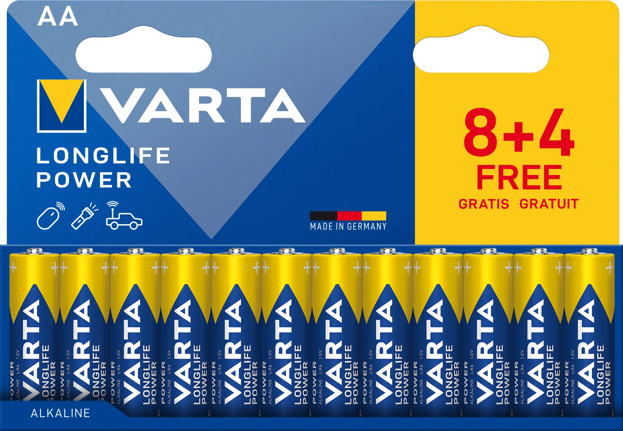 Varta Batterie LONGLIFE Power AA NEU 12St. (8+4)
