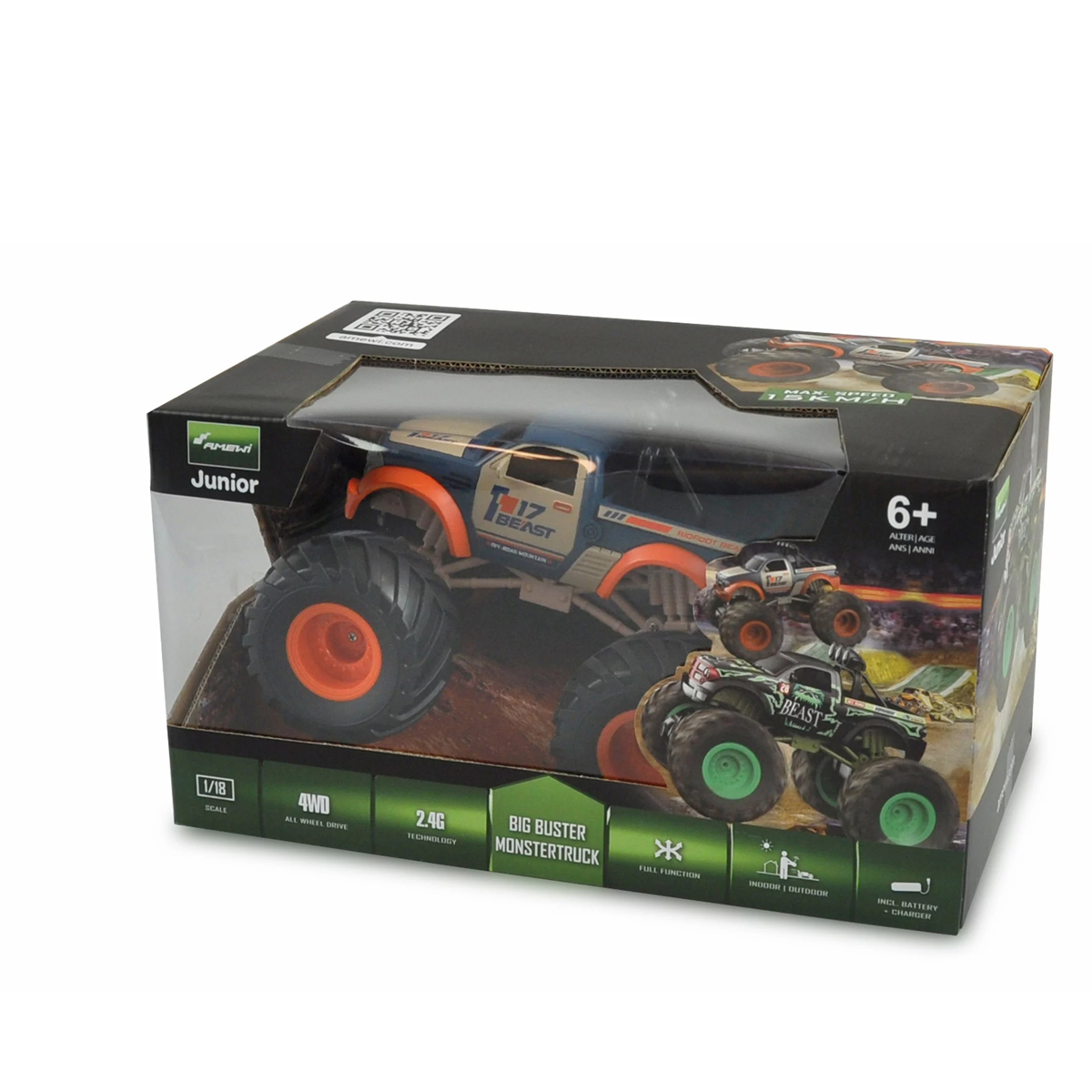 Amewi RC Monstertruck Big Buster 1:18 RTR orange/blau /6+