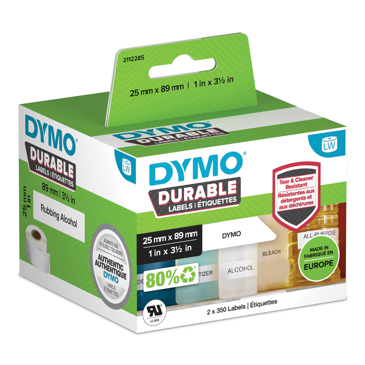 DYMO LW-Kunststoff-Etiketten 25x89mm 2x 350St weiß permanent Etiketten