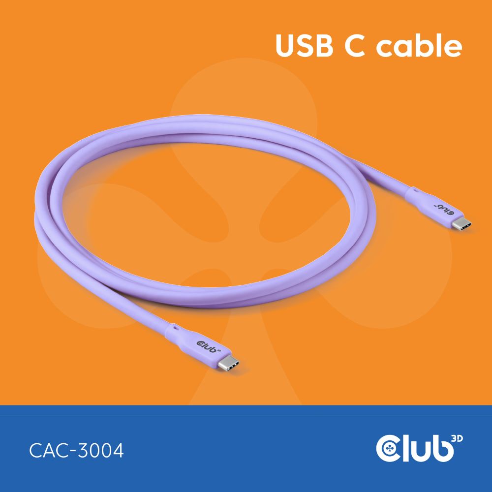 Club3D Lifestyle USB-C Kabel  PD 240W,20Gbps  2m lila  St/St retail