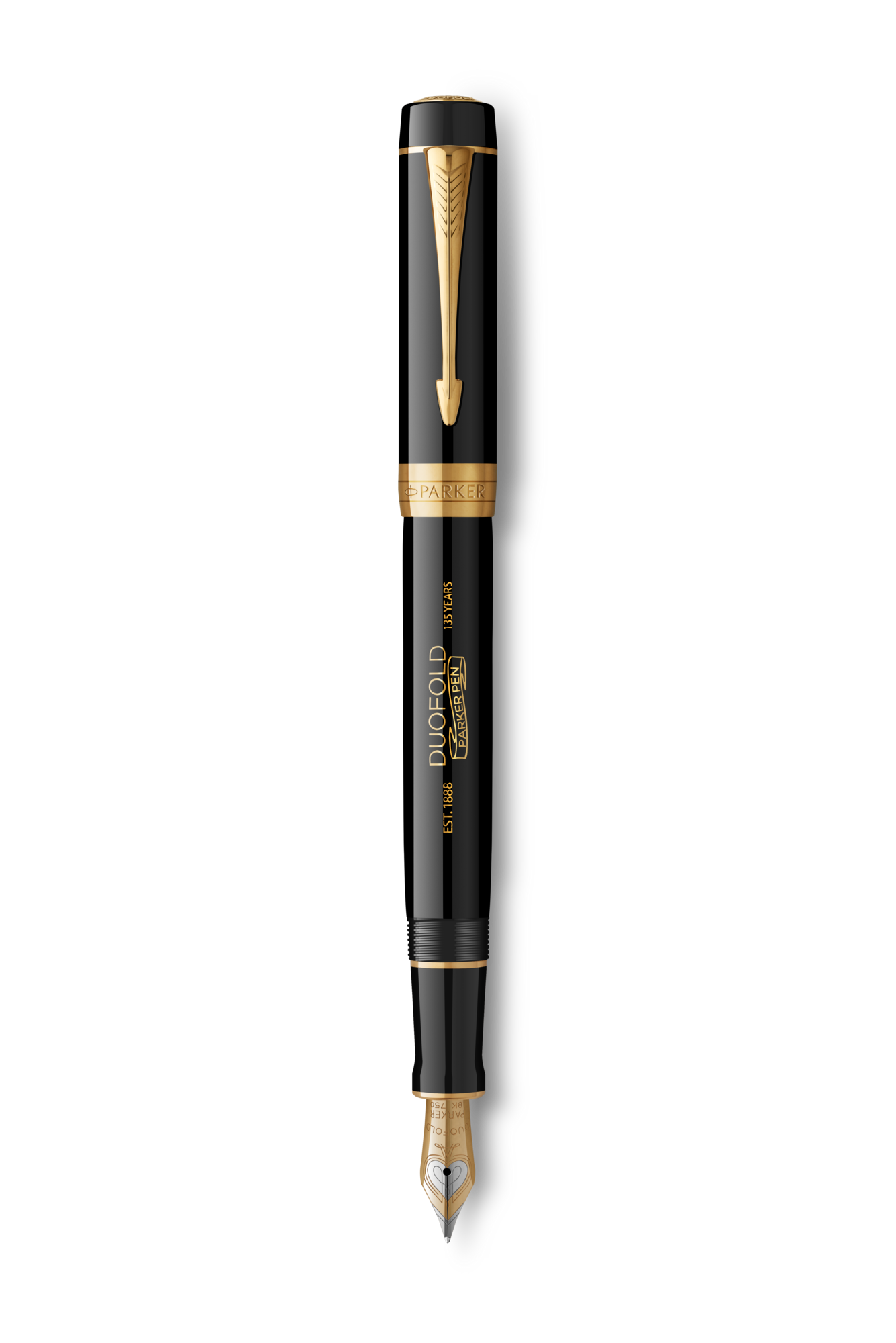 PARKER Füller Duofold 135 Spezial Ed. schw/&shy;gold Feder 18k  M Ges