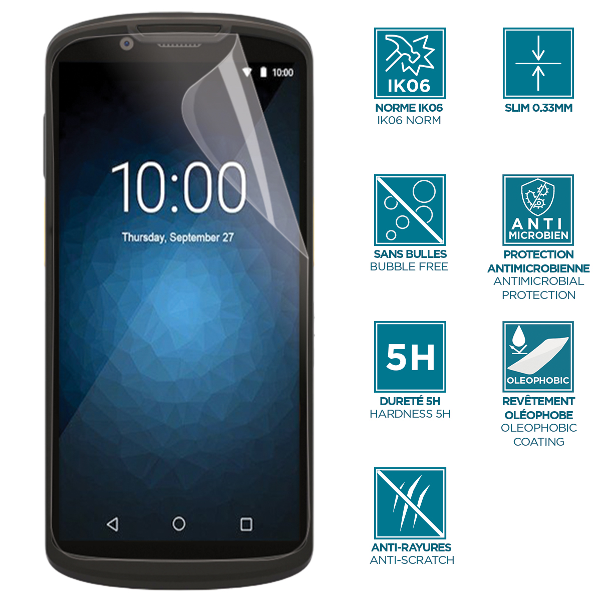 Mobilis Screen Prot. Anti-Shock IK06-Clear for Zebra TC53
