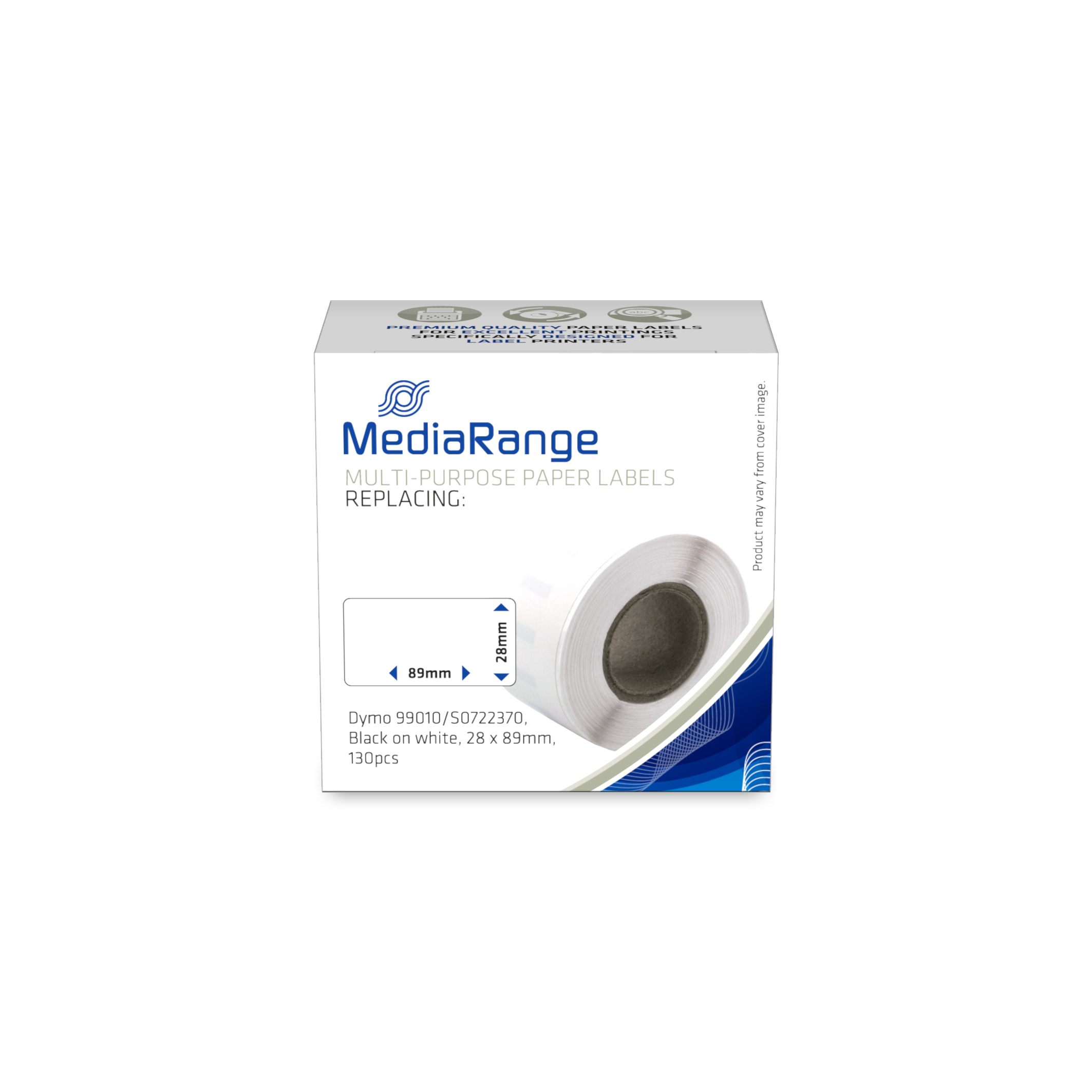 MediaRange Papieretiketten komp. Dymo 28x89mm 130 Stk. sw/ws Etiketten