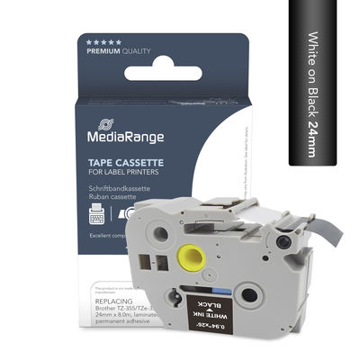 MediaRange Schriftbandka. Brother TZ-355/TZe-355 24mm 8m ws