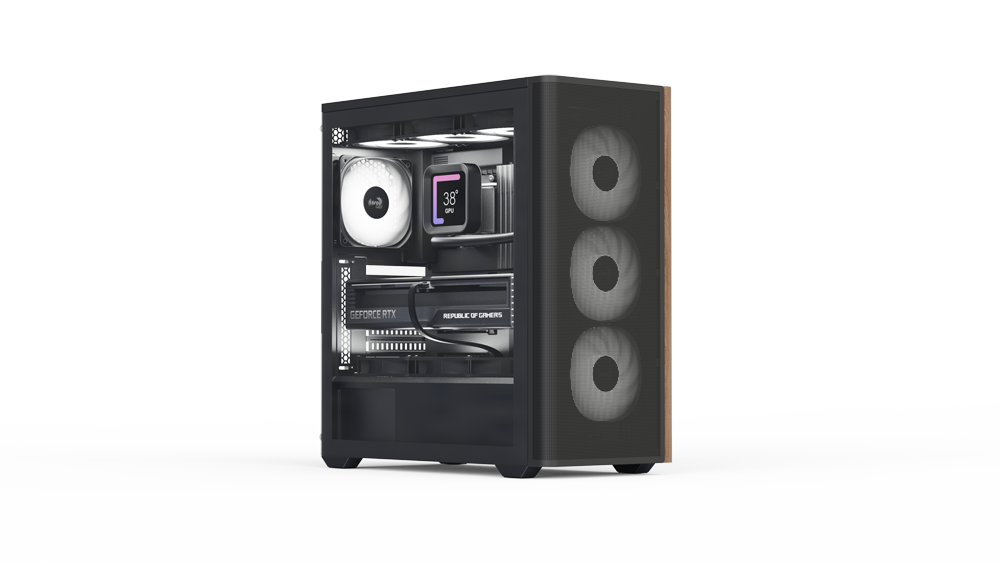 AeroCool Geh Midi D501A-G-BK-V2 (B/&shy;Wood/&shy;ATX)
