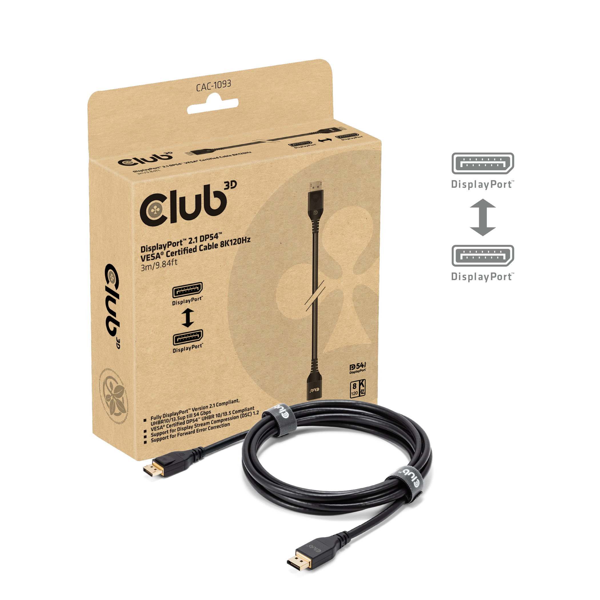 Club3D DP-Kabel 2.1 DP54 zertifiziert     3m   8K120Hz St/St retail