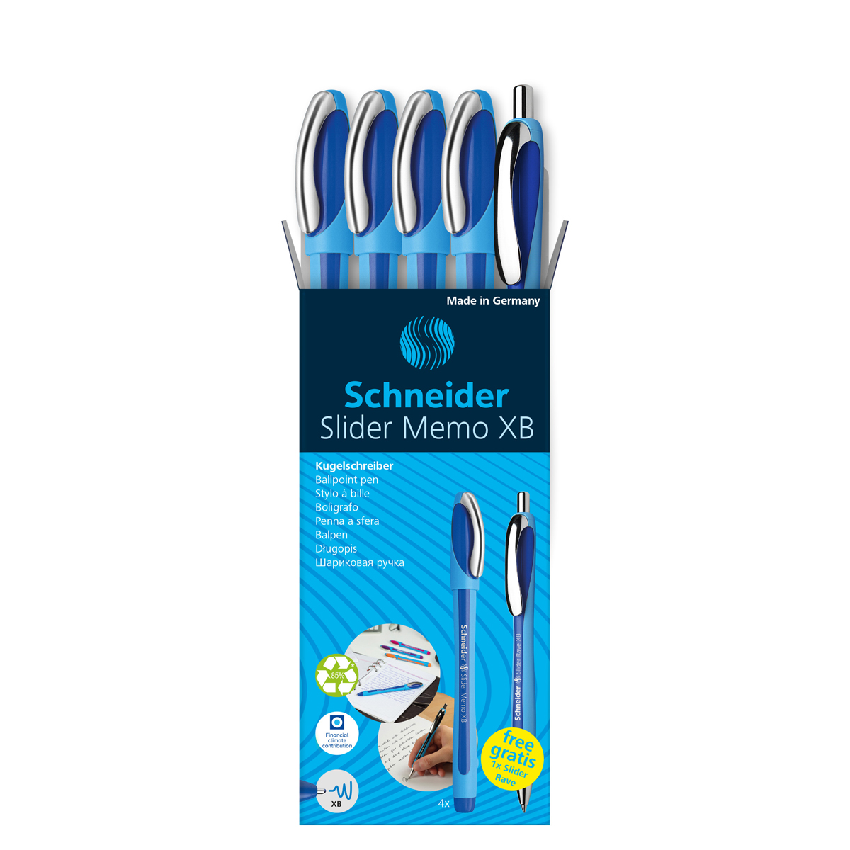 Schneider Schreibgeräte Etui 4x Kugelschreiber Memo + 1x Rave blau 150275 Kugelschreiber 5 St.