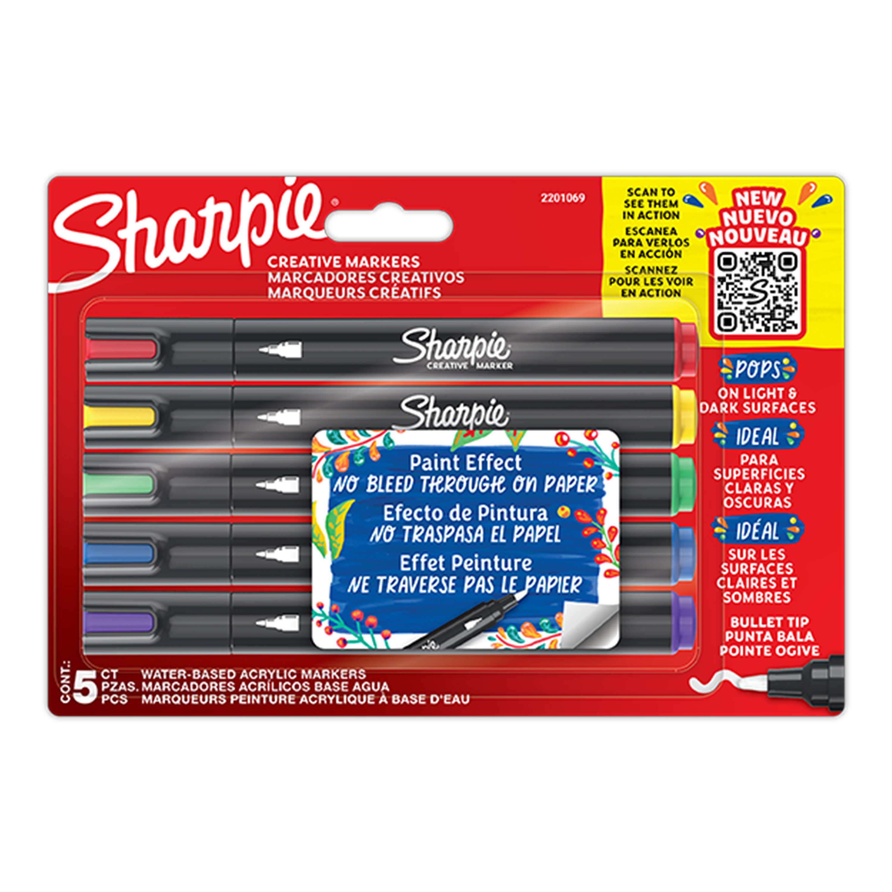 Sharpie Kreativmarker Rundspitze Acryl 5er lila/blau/hellgrü
