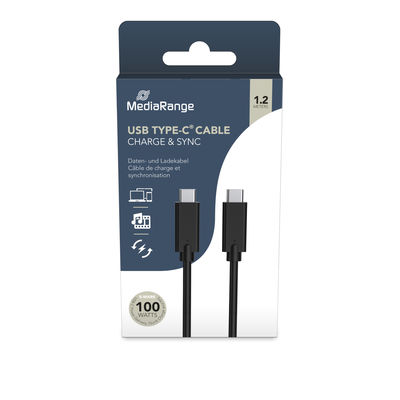 MediaRange USB-C Lade-/Datenkabel USB 3.1 10Gbit/s 1,2m sw Ladekabel
