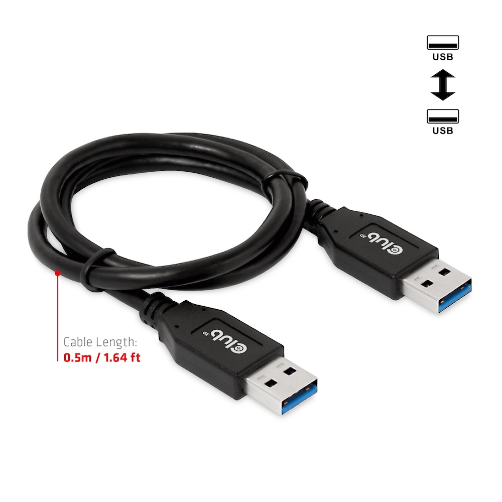 Club3D Kabel USB Typ-A Gen2         0,5m       10 Gbps St/St retail
