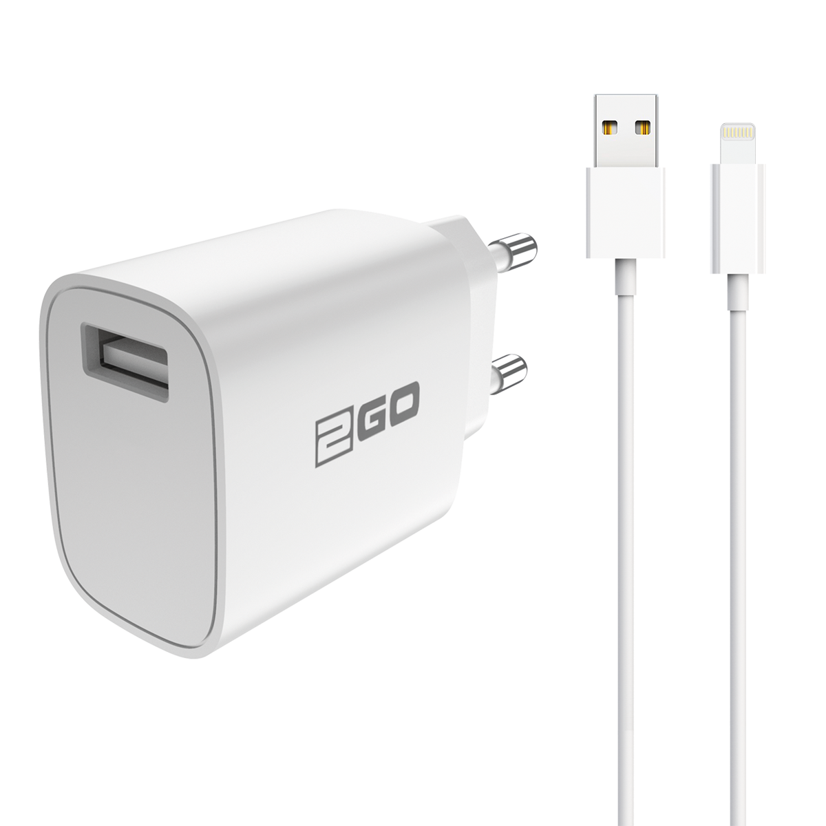 2GO Ladegerät 10,5W 1x USB-A inkl. Lightning Kabel - weiß