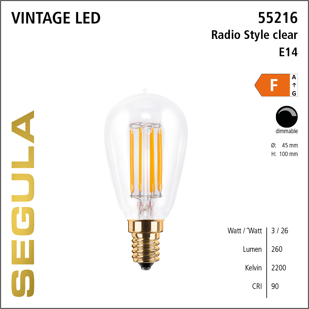 SEGULA LED Radio Style klar E14 3W 2200K dimmbar