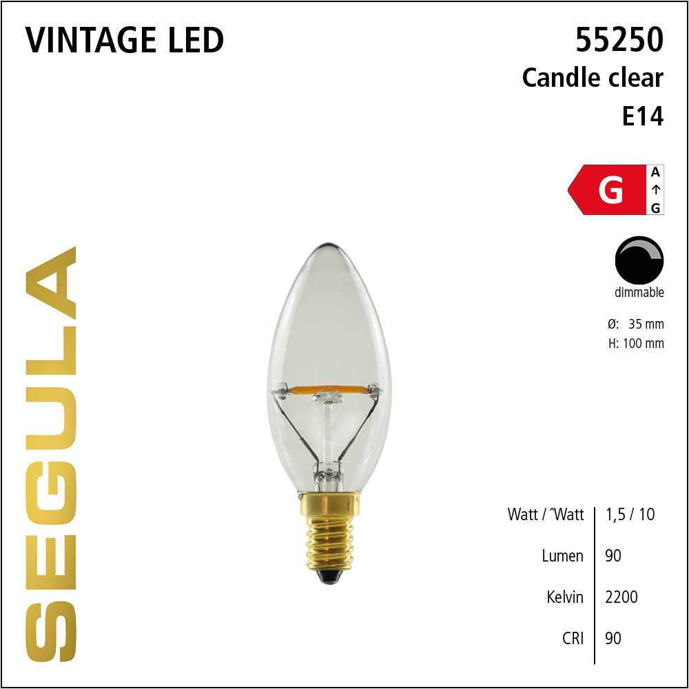 SEGULA LED Kerze Balance klar E14 1,5W 90Lm 2200K dimmbar