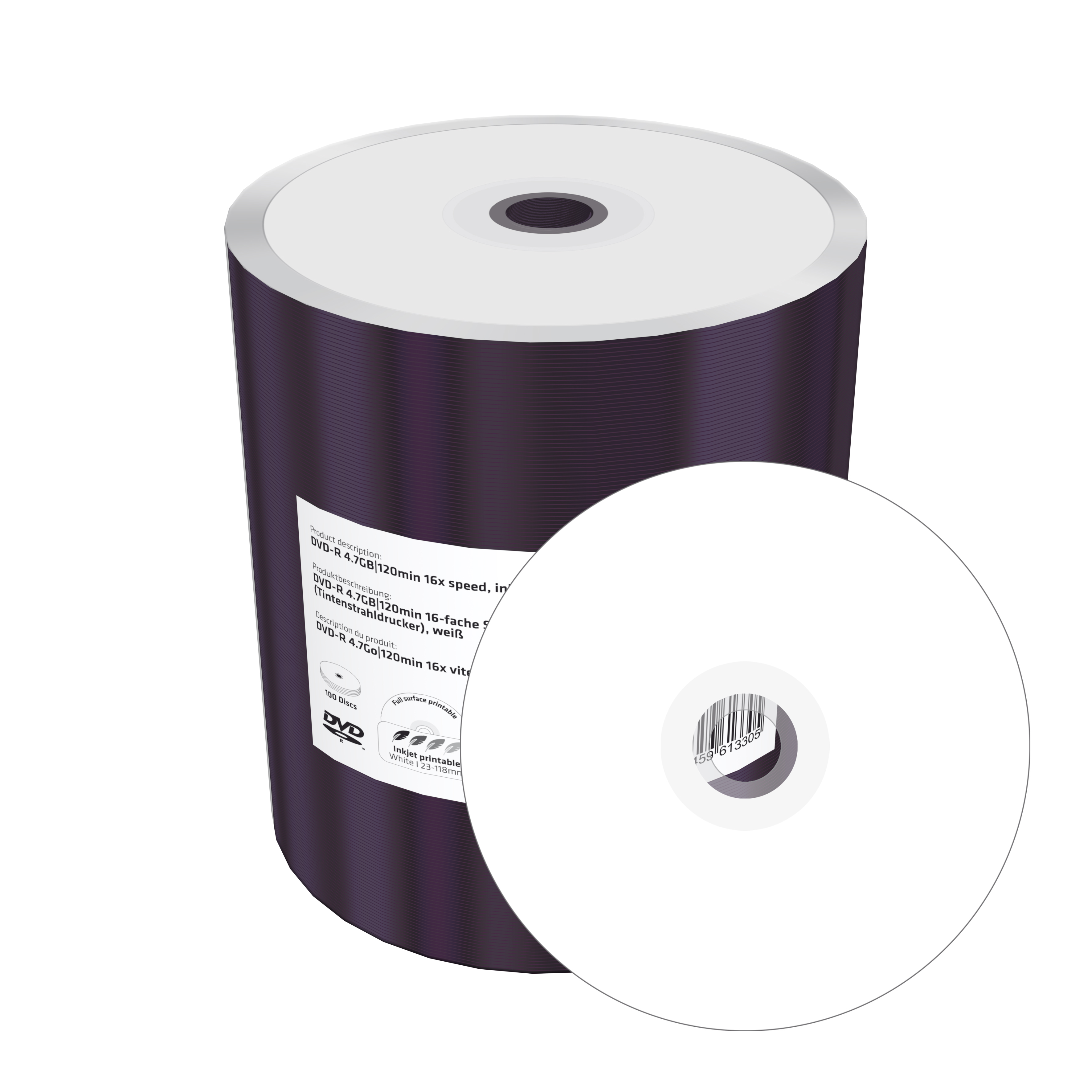MediaRange DVD-R 4.7GB bedruckbar,100er Pack Folie (Shrink)
