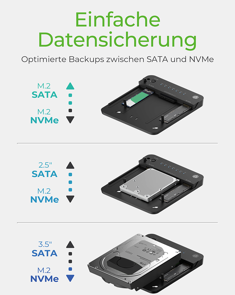 Docking- & Klonstation IcyBox 2,5& 3,5M.2 SATA NVMe USB3.2 retail