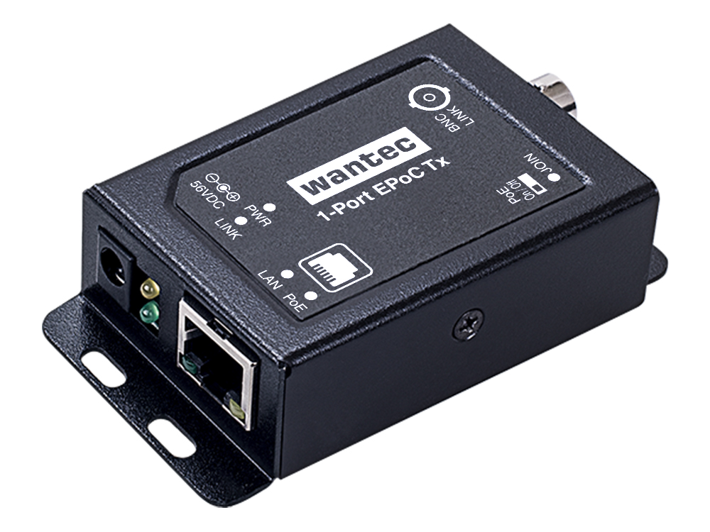 Wantec 2wIP E Adapter PoE-BNC-Client/Empfänger   1-Port Netzwerkzubehör