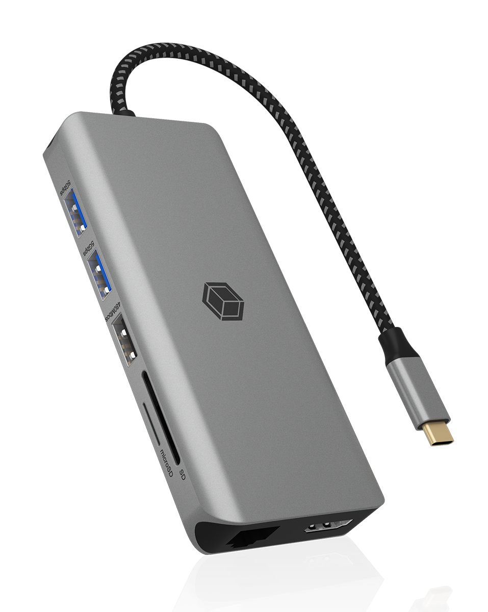 ICY BOX IB-DK4061-CPD Kabelgebunden USB 3.2 Gen 1 (3.1 Gen 1) Type-C Grau