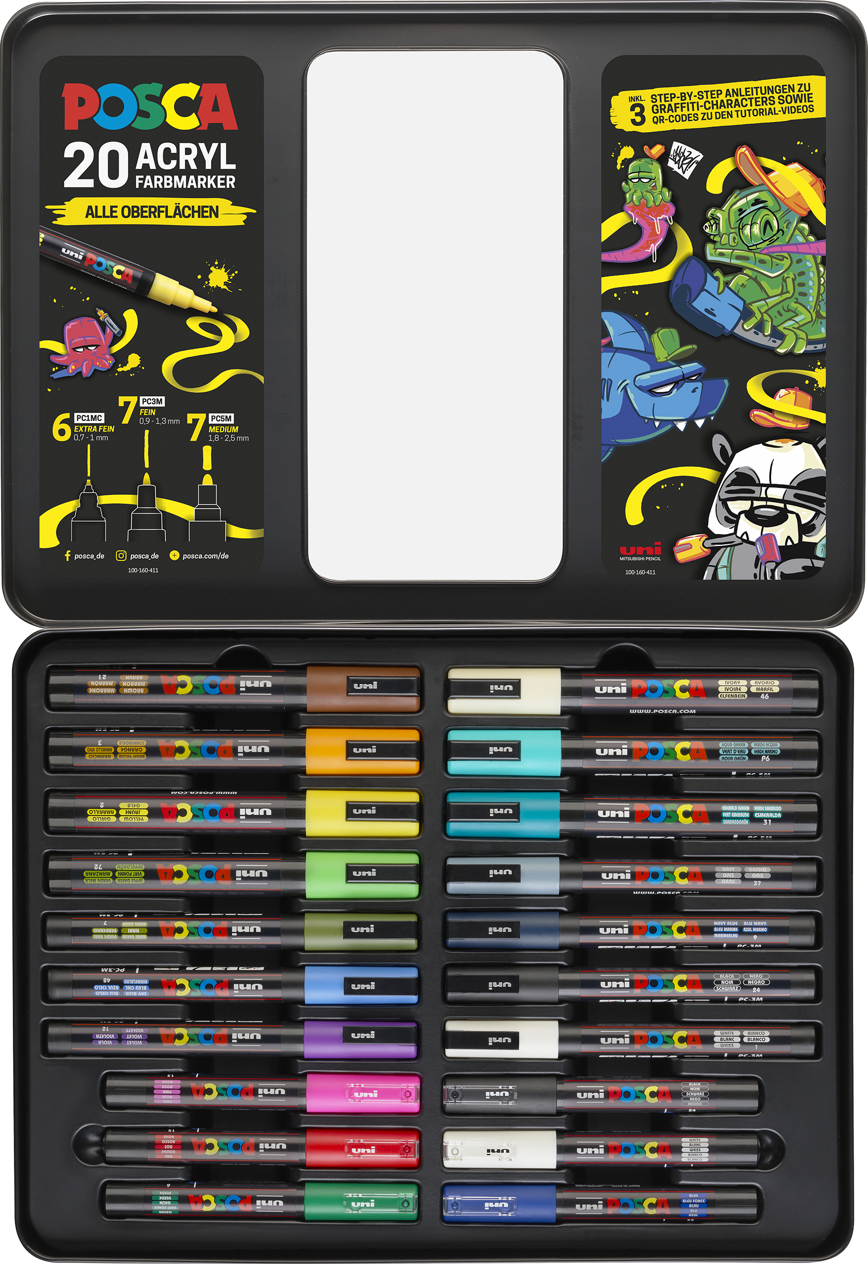 POSCA Marker UNI Etui Graffiti 20x Permanent Marker