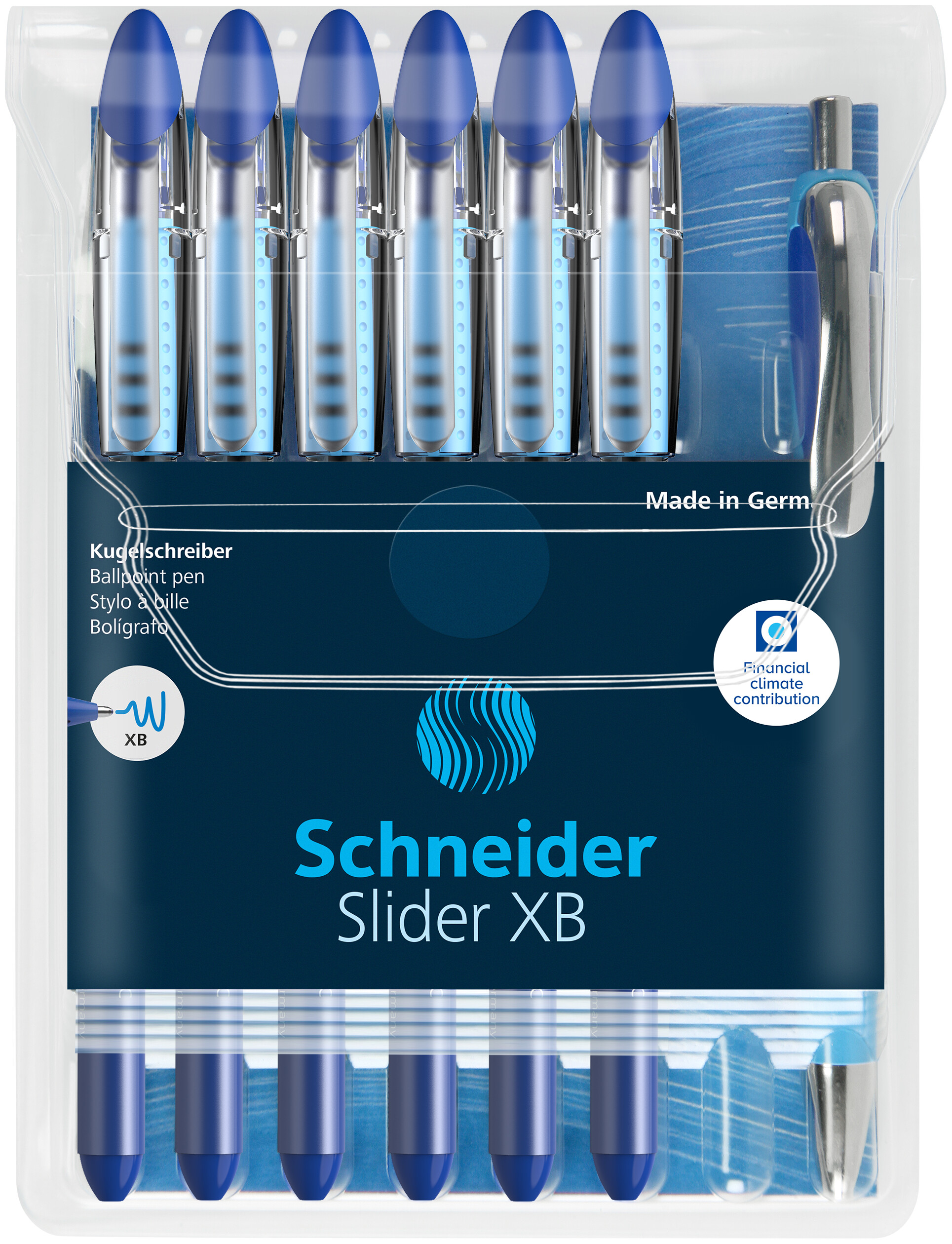 Schneider Schreibgeräte Kugelschreiber Slider Basic XB Rave 6er Etui + Slider Rave XB blau 151277 K