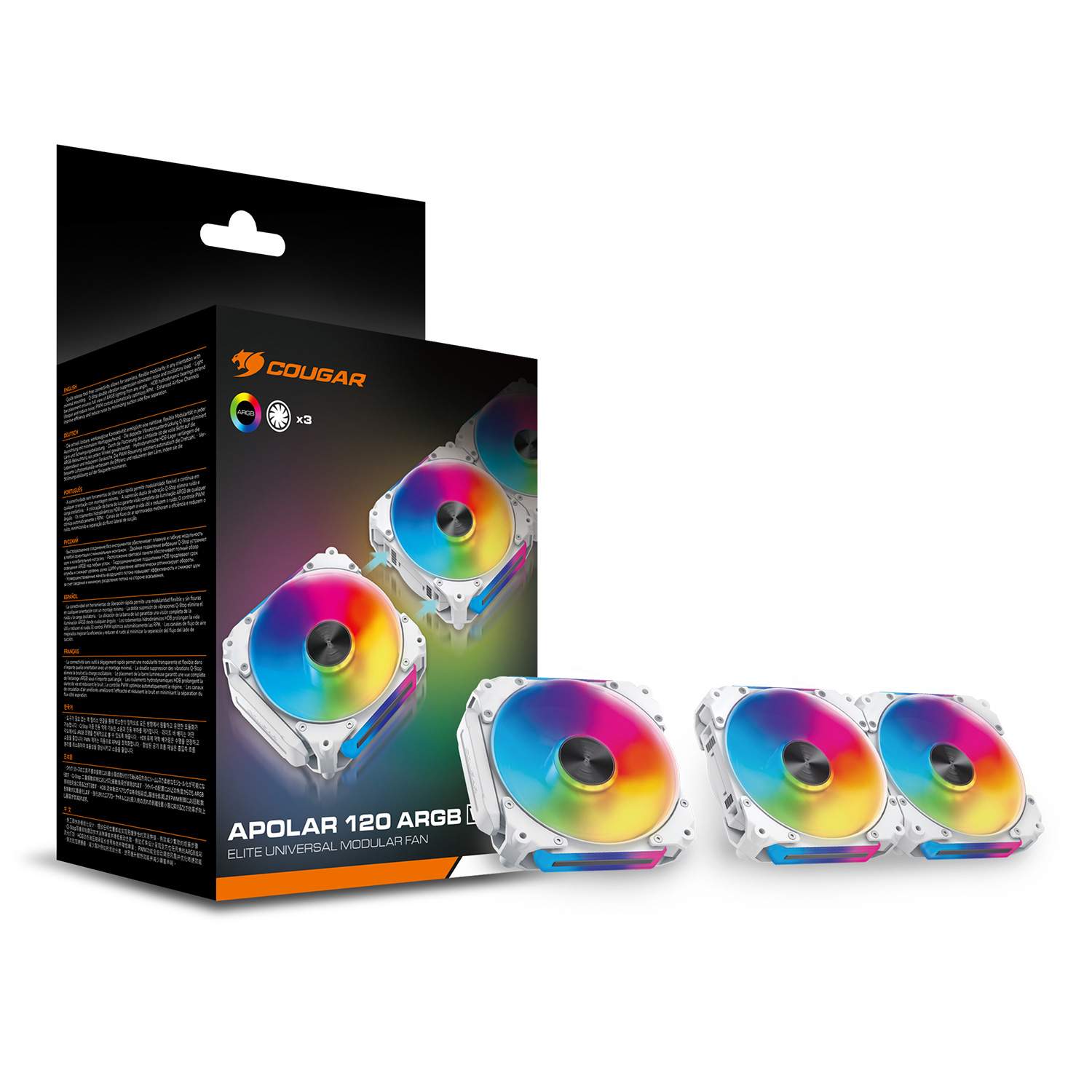 COUGAR Gehäuse Lüfter Apolar 120 ARGB, Weiß, 3er-Pack