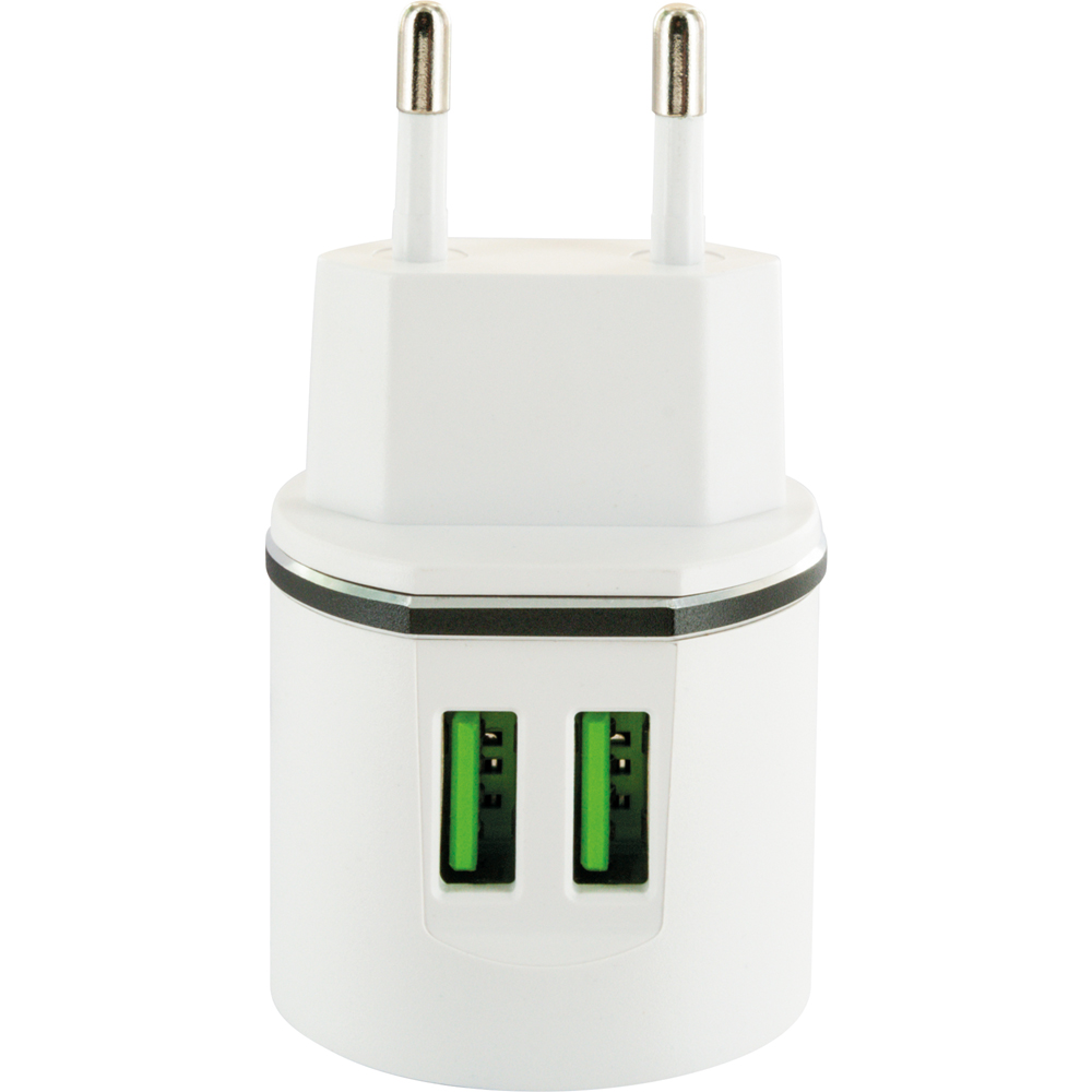 Schwaiger Ladegerät 230V 2x USB 2.0 A Weiß/Grün Ladegerät