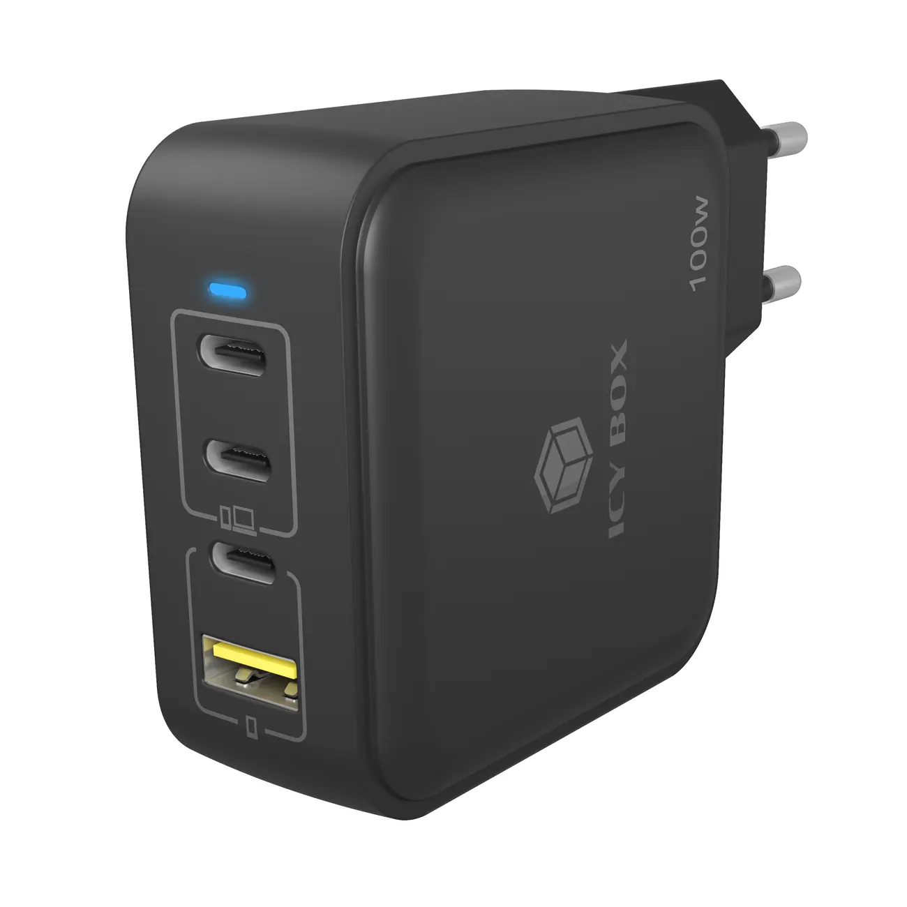 Ladegerät 4-Port IcyBox 100W GaN mit PD 3.0
