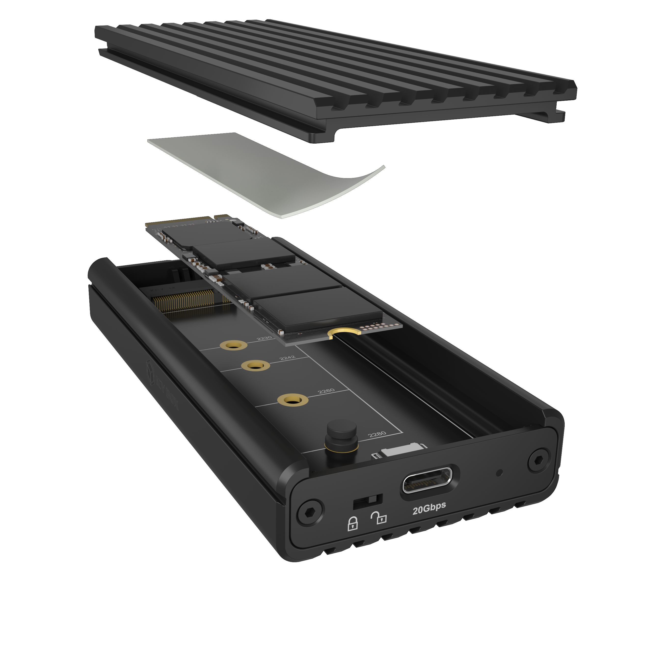 Geh. IcyBox für NVMe M.2 SSD zu Type-C USB 3.2