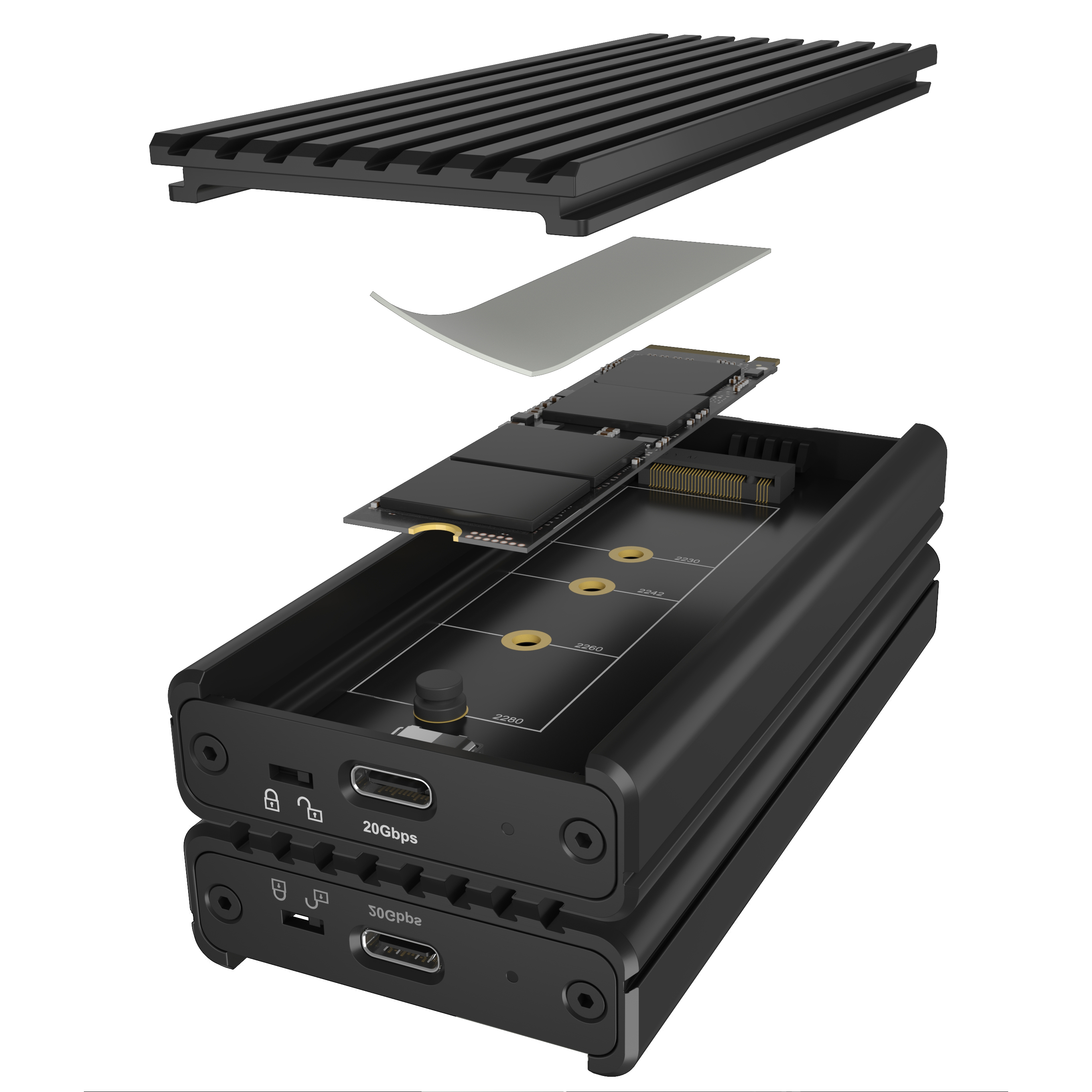 Geh. IcyBox für NVMe M.2 SSD zu Type-C USB 3.2