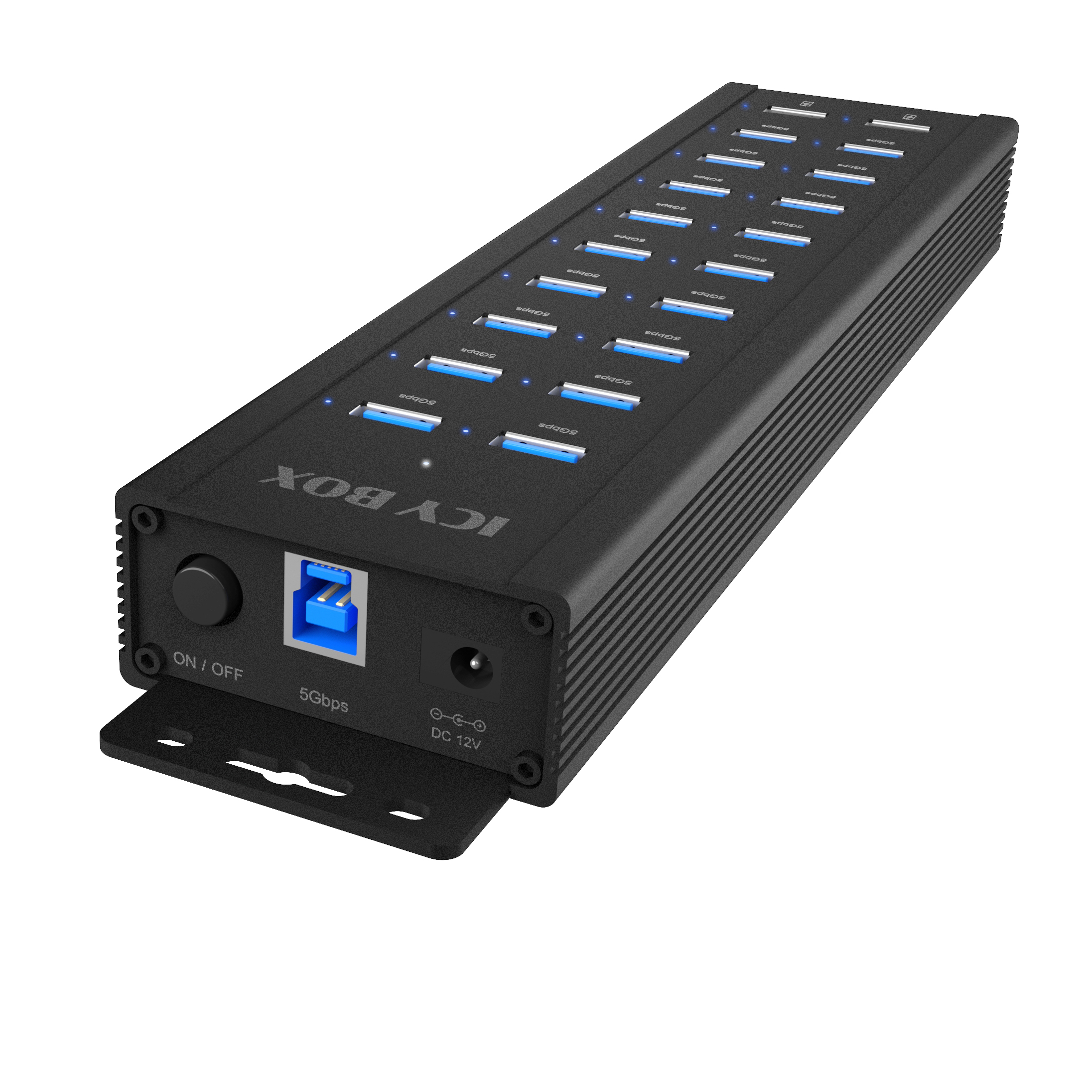Hub 18+2 Port USB IcyBox 18x USB-A Daten Port