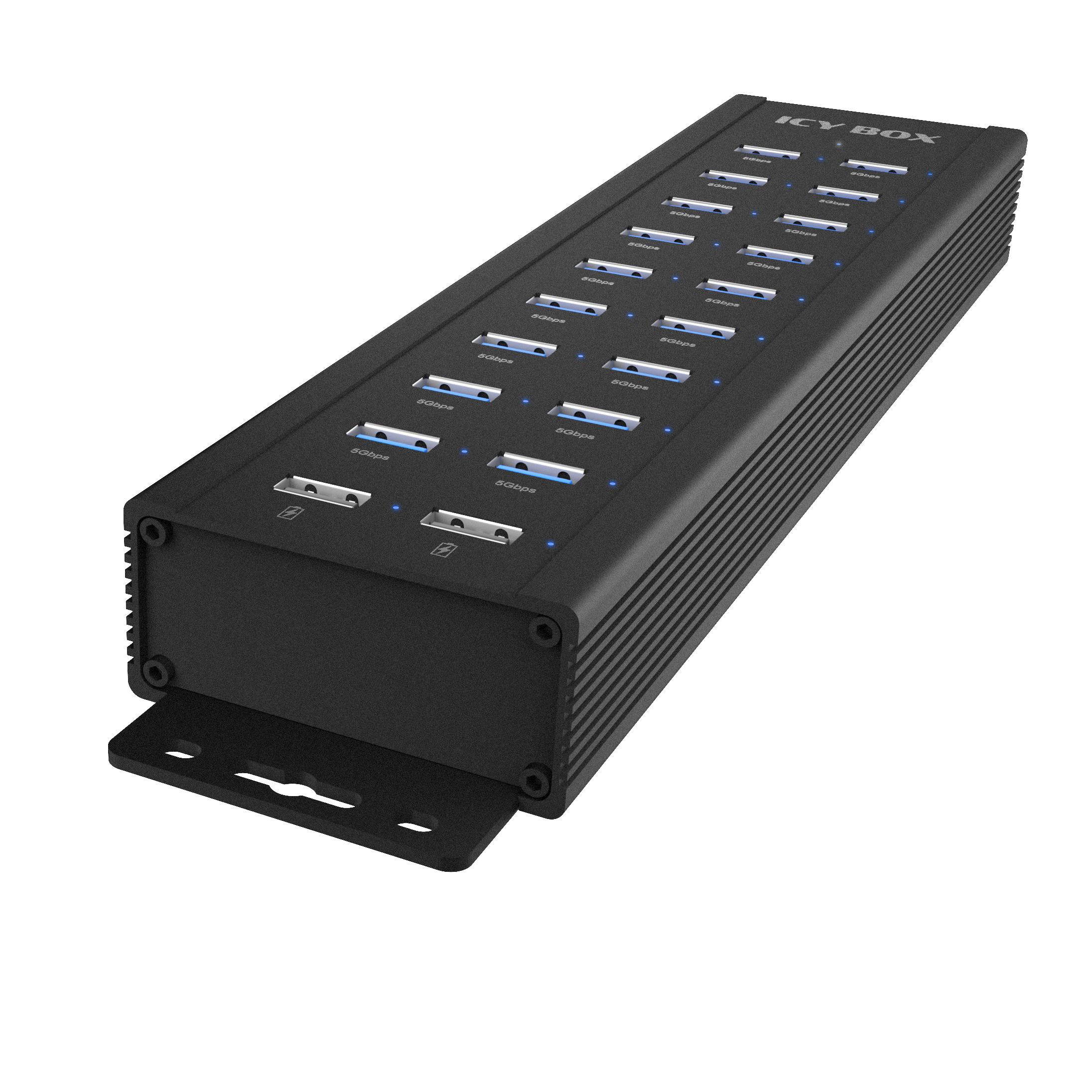 Hub 18+2 Port USB IcyBox 18x USB-A Daten Port