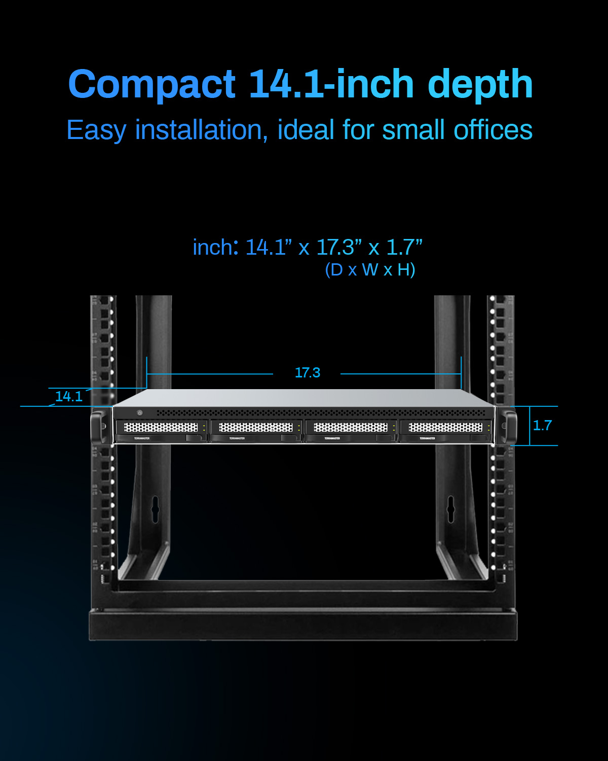 TERRAMASTER U4-500, 1U 4bay NAS, Core i3 1215U Ultra-Short