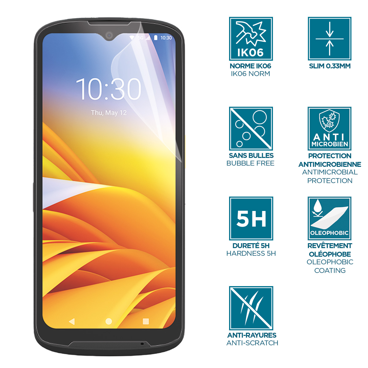Mobilis Screen Prot. Anti-Shock IK06 - Clear Zebra TC15