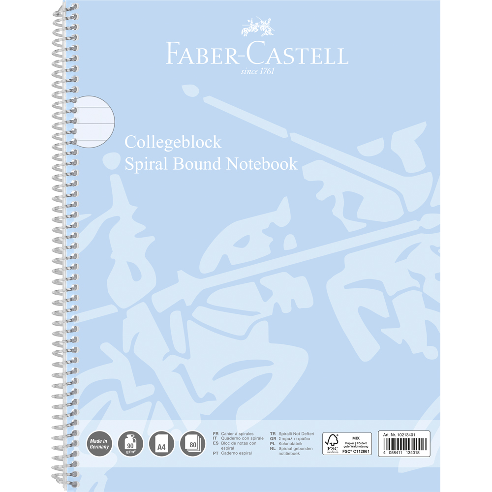 FABER-CASTELL Collegeblock A4 liniert sky blue PapierBüroSchreibwar