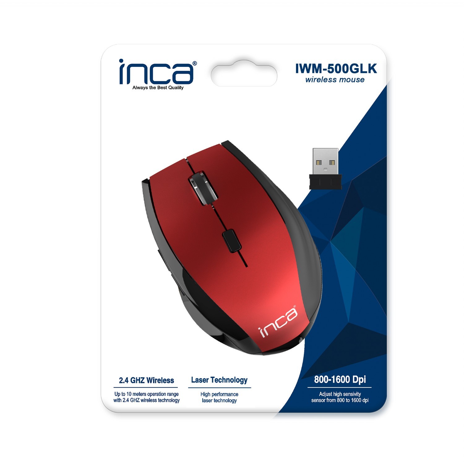 INCA Wrls Maus Ergo/1600DPI/6Tasten/Laser/2.4GHzUSB-A     rt retail Mäuse & Tastaturen