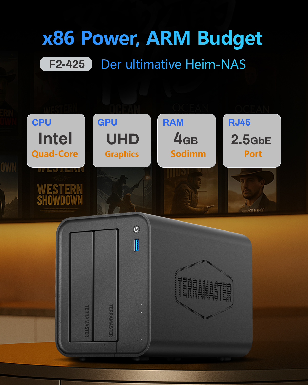 TERRAMASTER F2-425, 2bay NAS 4GB DDR4 (No Hard Drive)
