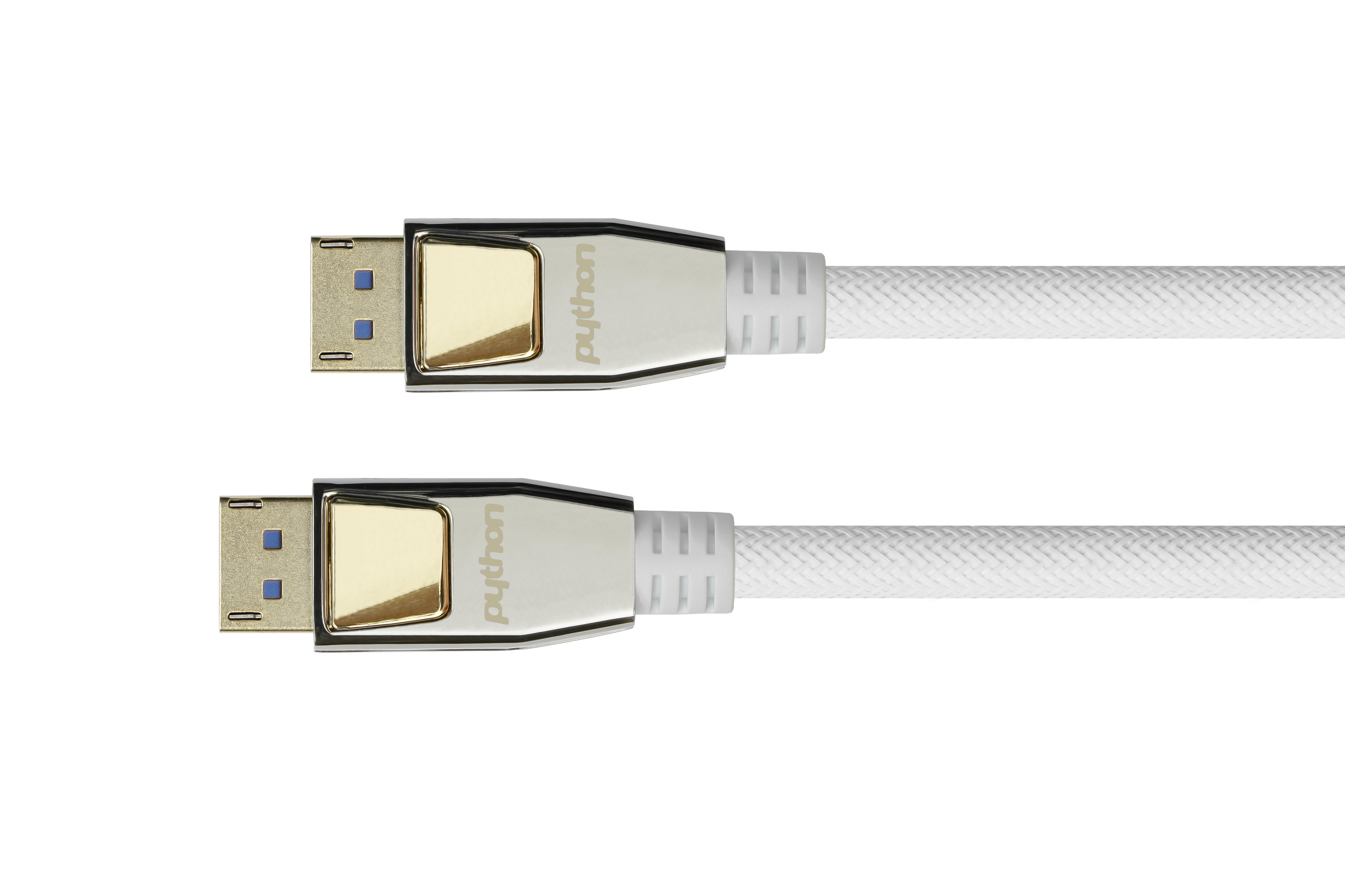 Python DisplayPort 2.0 Kabel Nylongeflecht weiß 2m