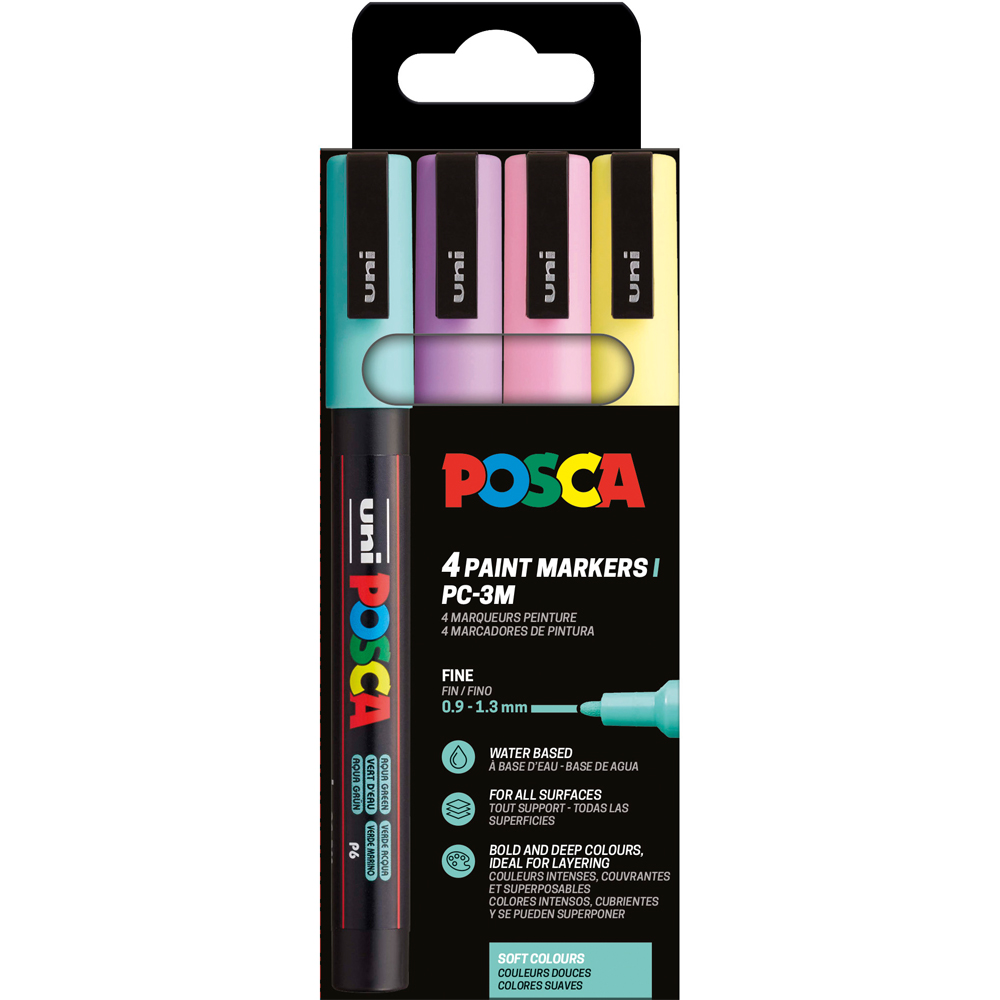 POSCA Marker UNI PC-3M 4er Set Soft Colo Permanent Marker