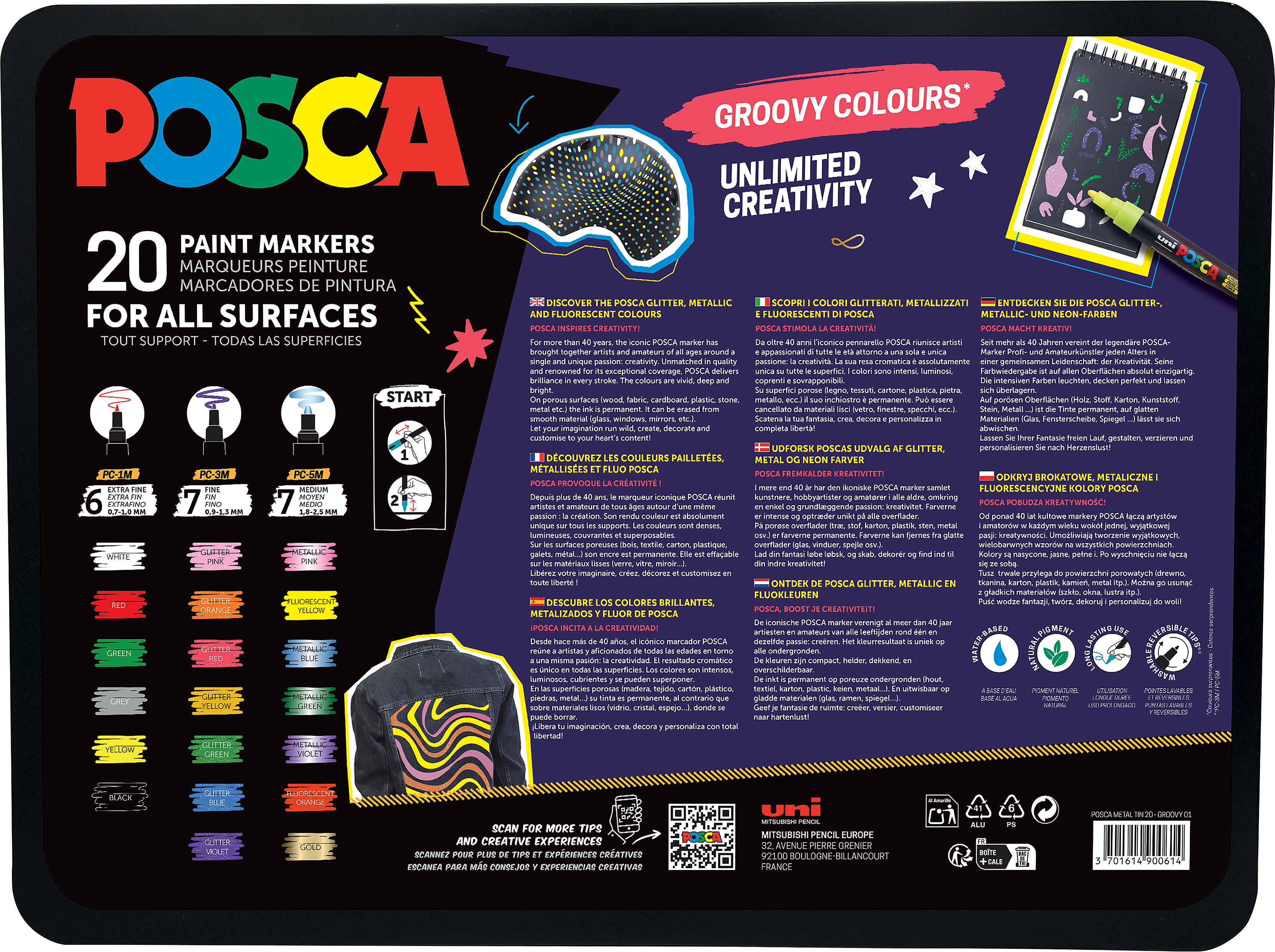 POSCA Marker UNI Etui Groovy Colours 20x Permanent Marker