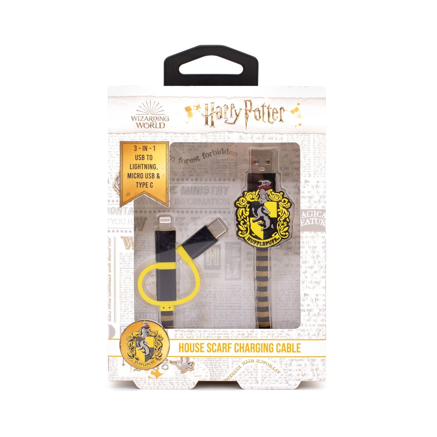 ThumbsUp! Ladekabel Hufflepuff 3in1 Lightning/Micro/USBC