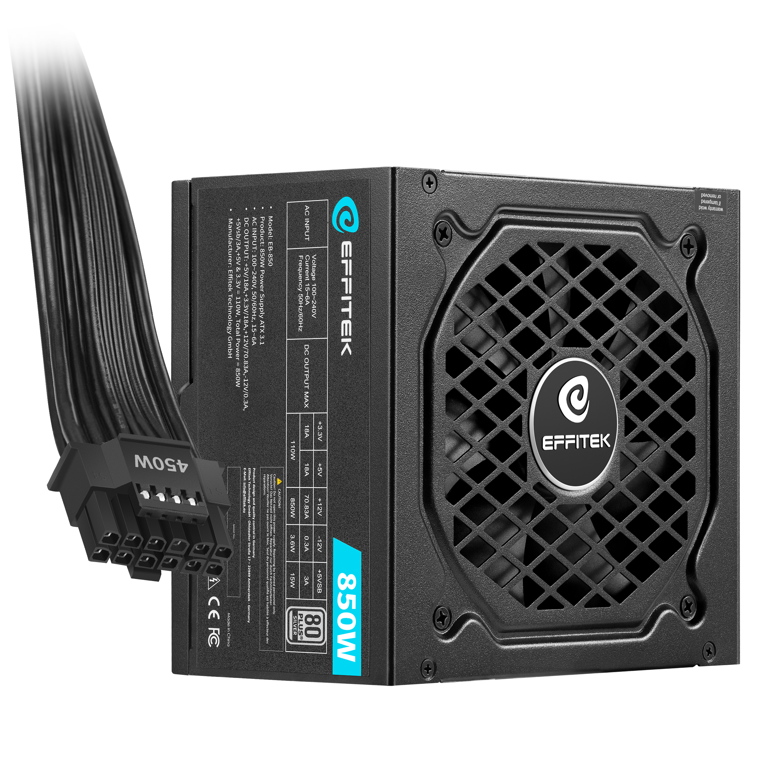 EFFITEK Netzteil 850W Silver ATX 3.1, PCI 5.1 Netzteile PC