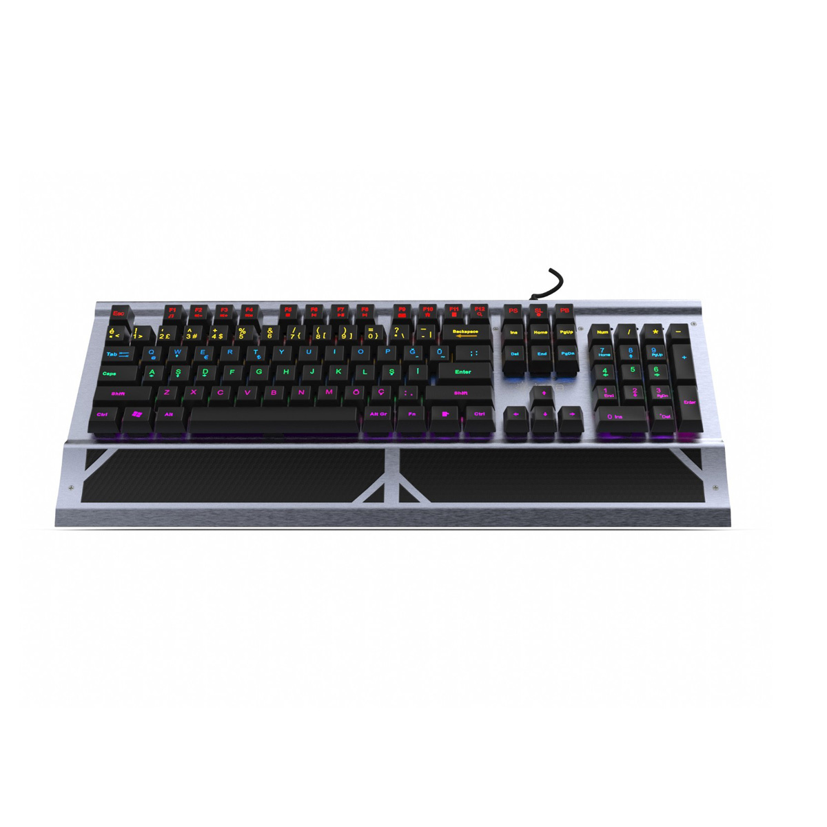 INCA Gaming Tastatur RGB/BlueSwitch/USB        1.65m  silber retail