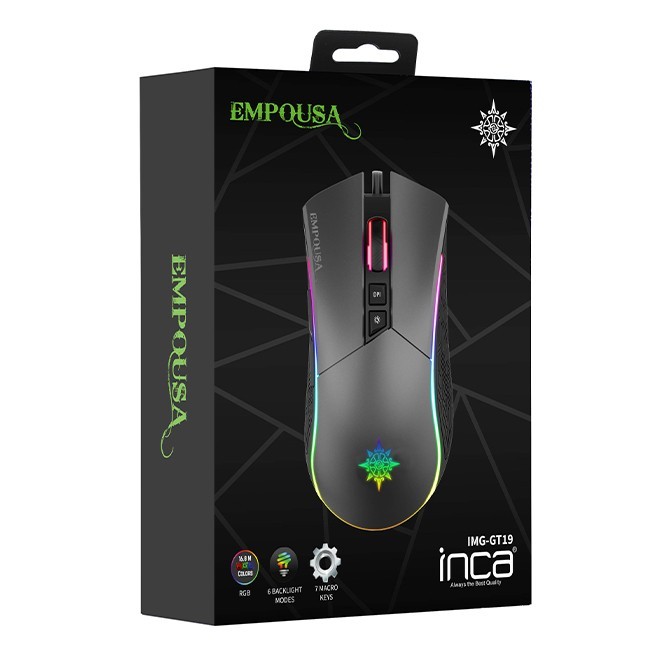 INCA Gaming Maus RGB/ 4800DPI/ 7Tasten/USB     1.65m schwarz retail Mäuse & Tastaturen
