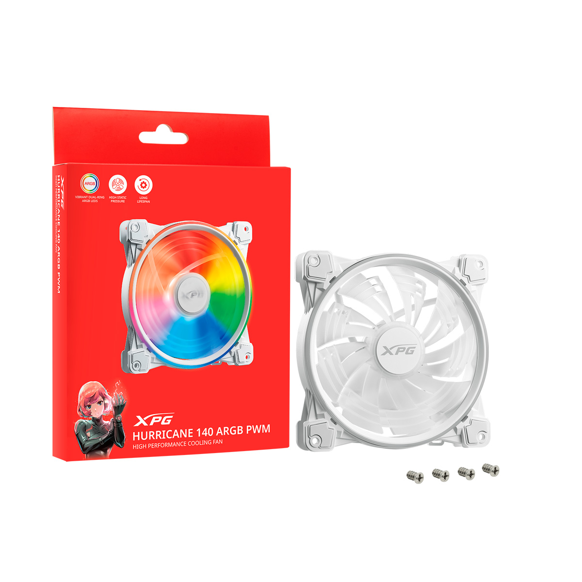 Lüfter XPG HURRICANE 120 (120mm ARGB PWM Fan)           weiß retail