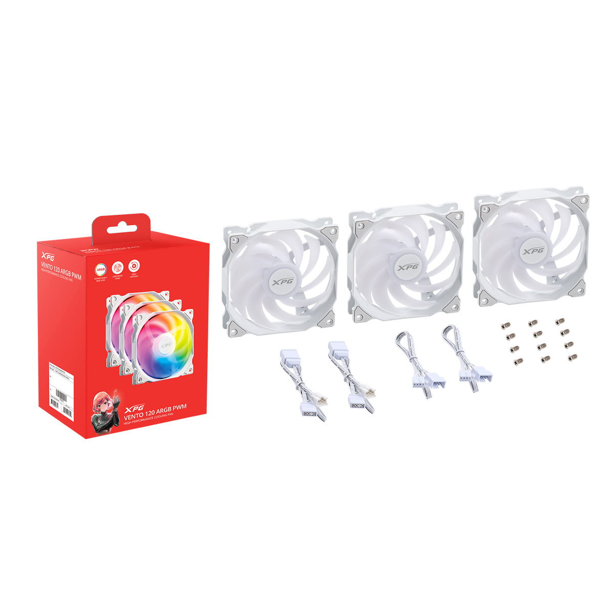 Lüfter XPG VENTO     120 (120mm ARGB PWM Fan 3er)       weiß retail Lüfter