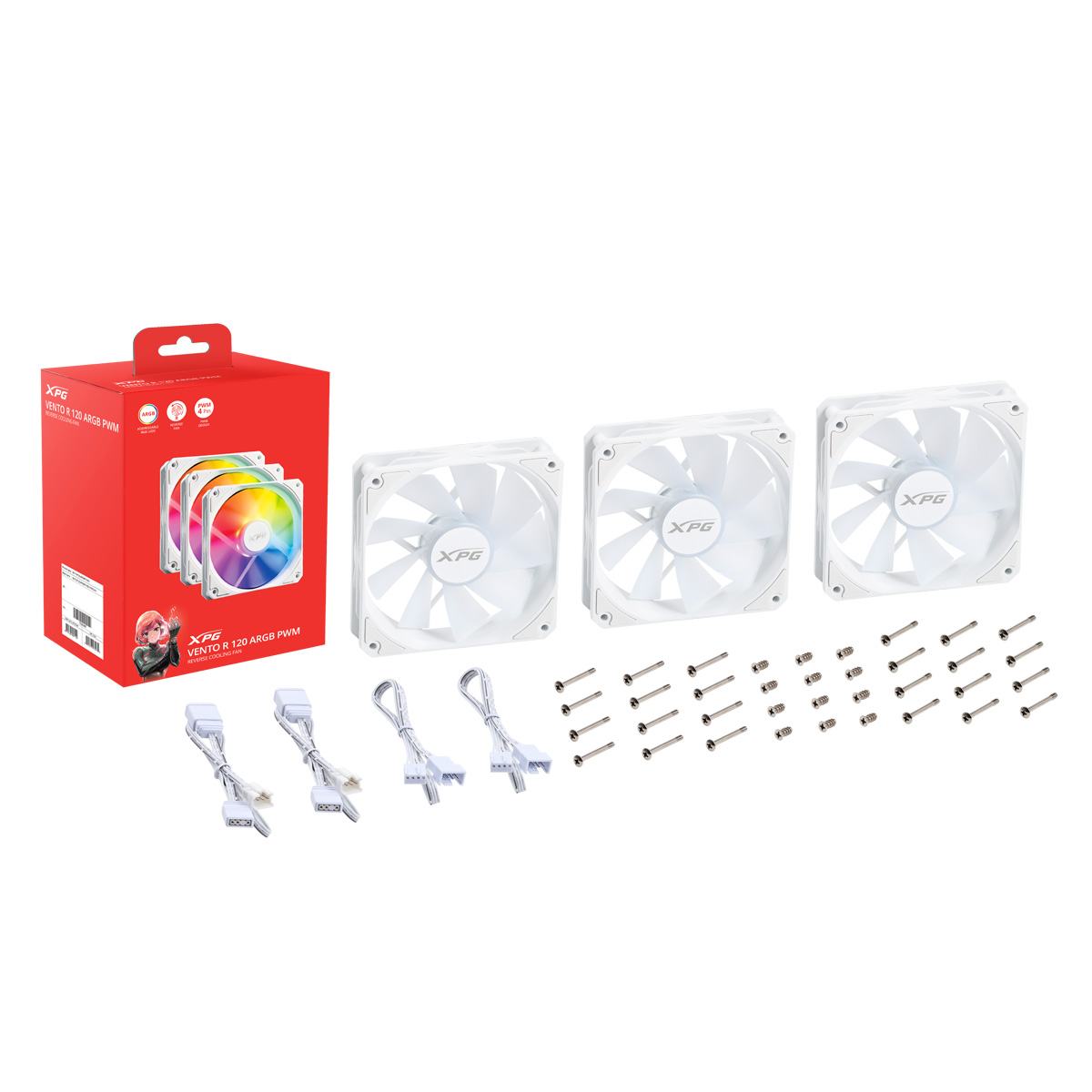 Lüfter XPG VENTO R   120 (120mm ARGB PWM Fan 3er)       weiß retail