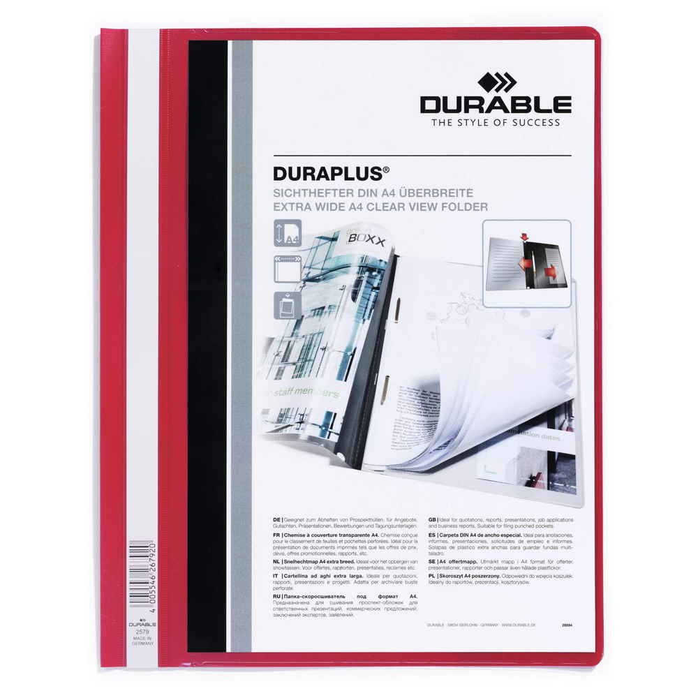 DURABLE Angebotshefter Duraplus Sichttasche rot Ordnen,Archivieren,Verstauen