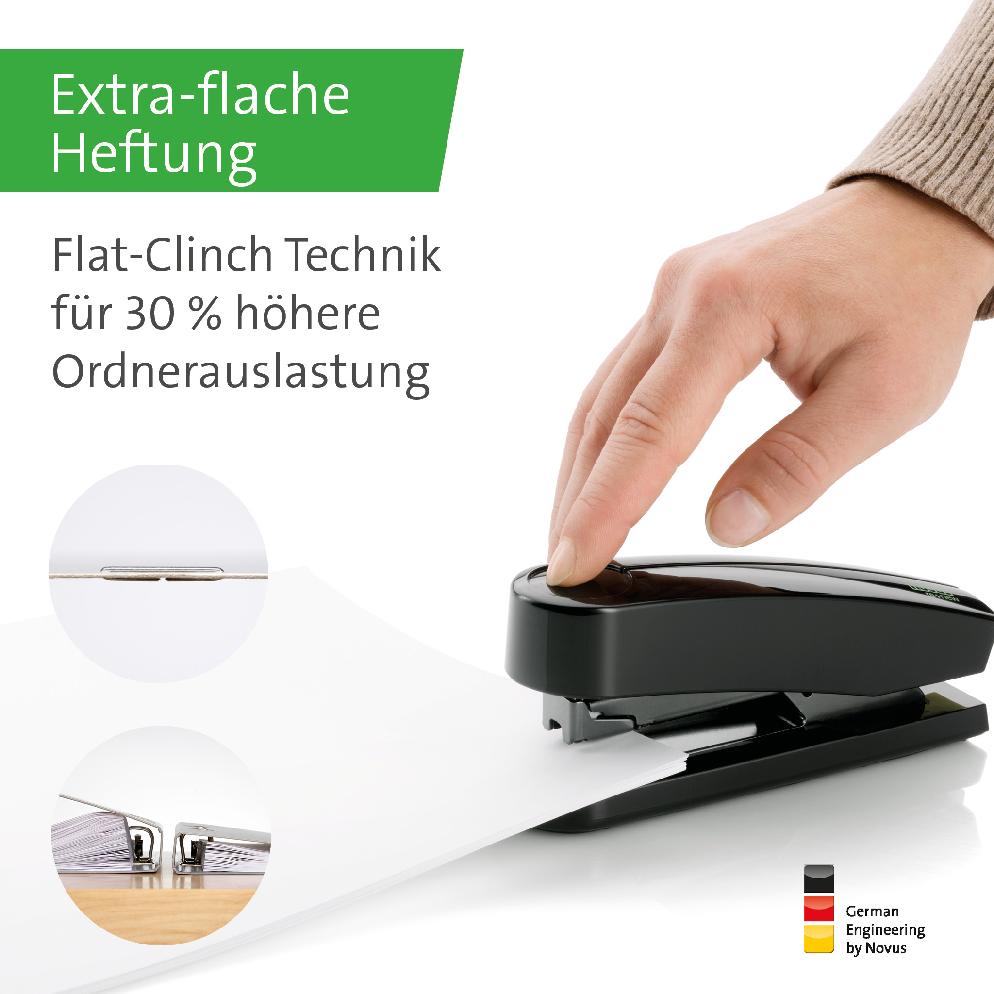 NOVUS Heftgerät B 4FC re+new bis 50 Blatt schwarz Heften,Lochen,Kleben