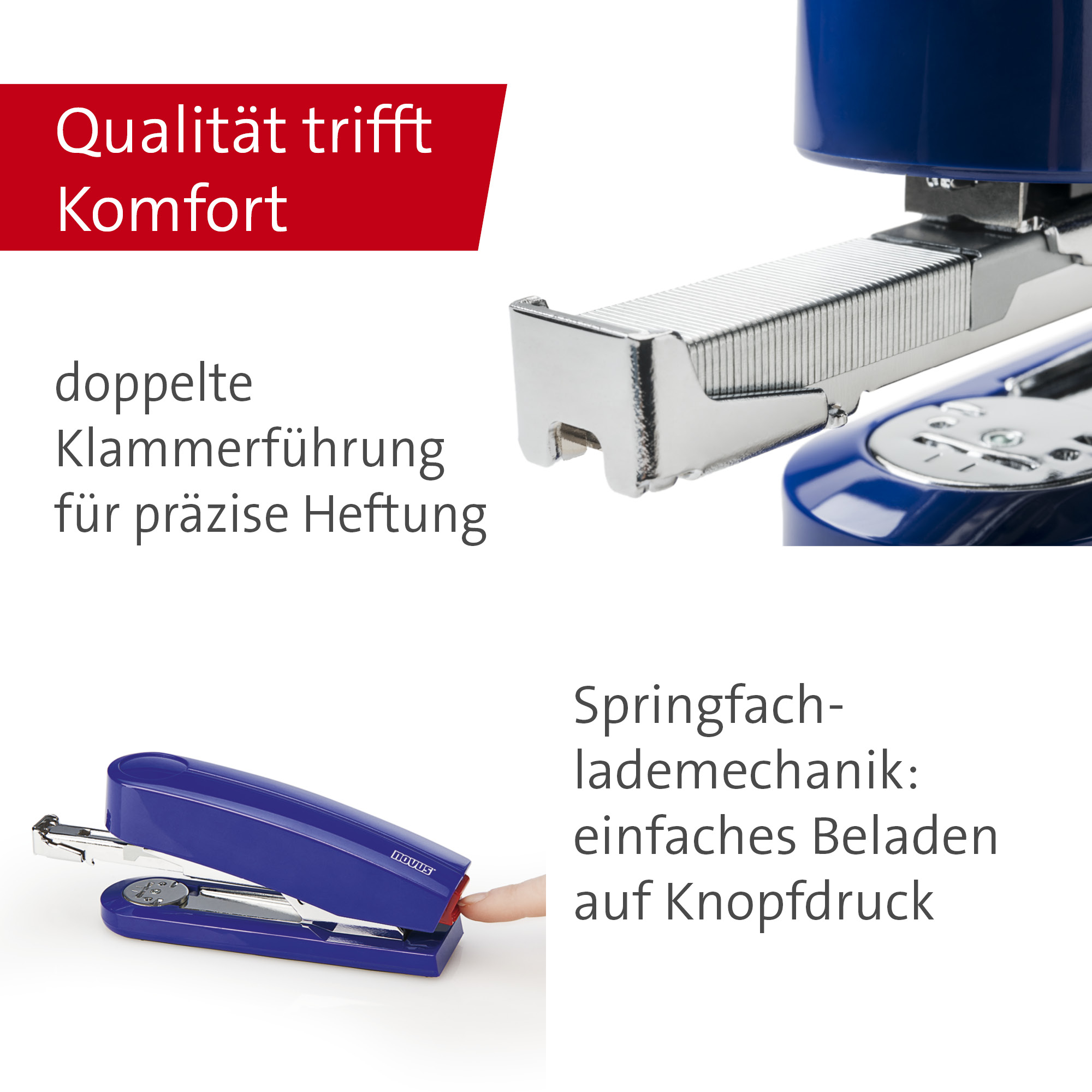 NOVUS Büroheftgerät B 4 blau Springfachlademechanik