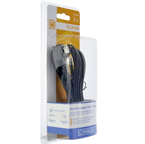 Schwaiger TAE Kabel TAE-N -> RJ11 6P4C 6m Schwarz