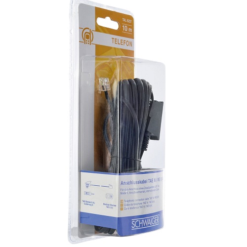 Schwaiger TAE Kabel TAE-N -> RJ11 6P4C 10m Schwarz